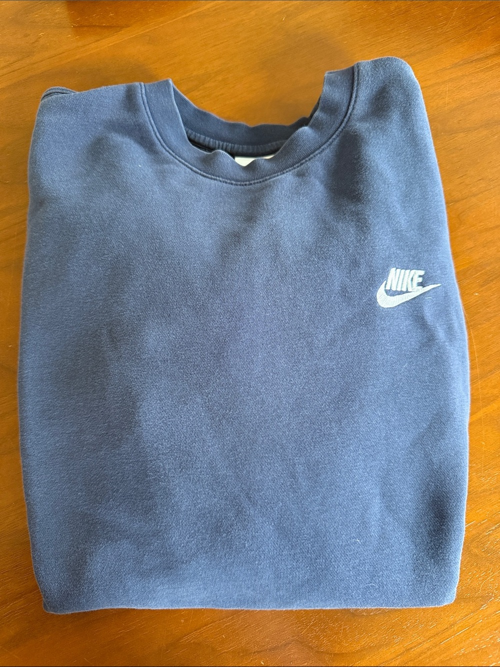 Nike Men's Dark Blue Crewneck Sweatshirt with White Logo
